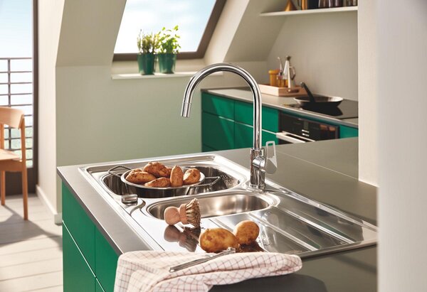 GROHE K200 - Nerezový kuchyňský dřez, kartáčovaná nerezová ocel 31564SD1