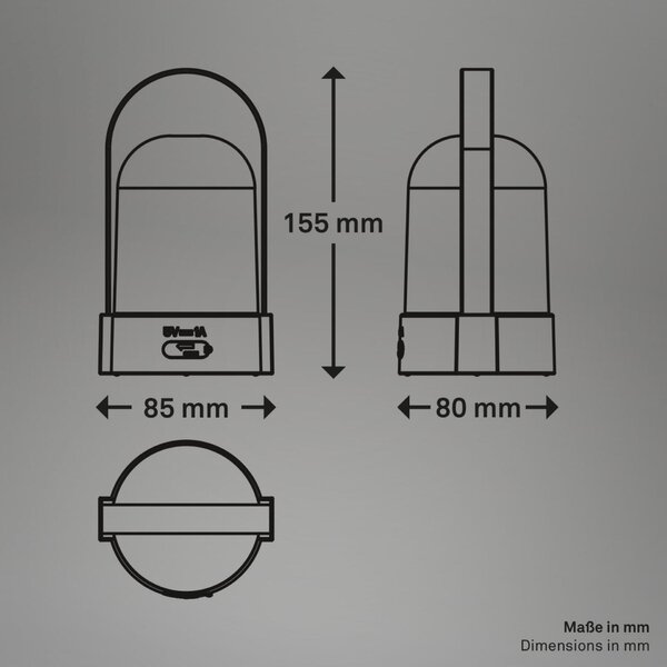 BRILONER Asa stolní lampička - 1W, 50lm, bezdrátová, LED, stmívatelné, teplá bílá, modrá 7544010