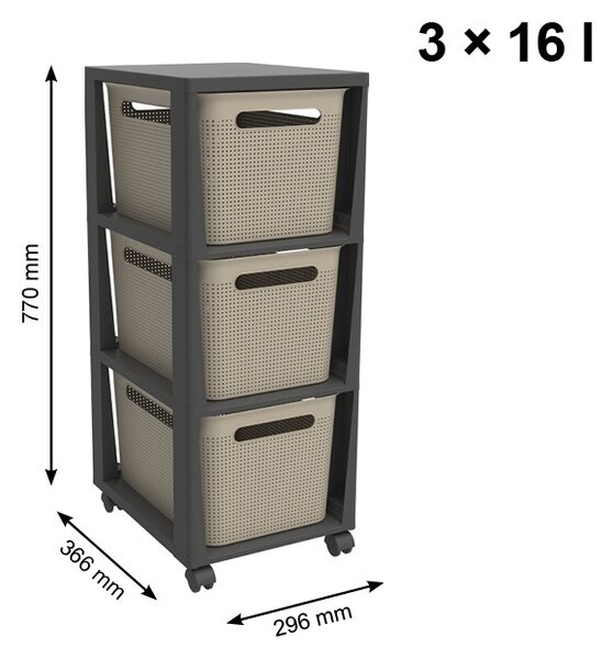 ROTHO BRISEN komoda 3x16 L - antracit/cappuccino