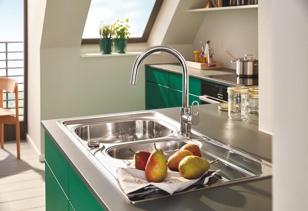 GROHE K200 - Nerezový kuchyňský dřez, kartáčovaná nerezová ocel 31564SD1