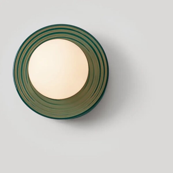 Nova Luce Zelené keramické nástěnné světlo Orbique 16 cm
