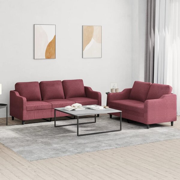2dílná sedací souprava s poduškami vínová textil 3201840