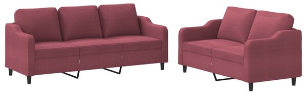 2dílná sedací souprava s poduškami vínová textil 3201840