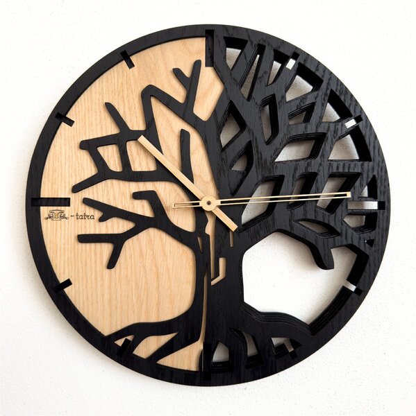 3D Dřevěné dubové hodiny - T-Tatra Oak - 30cm/50cm/80cm Strom života