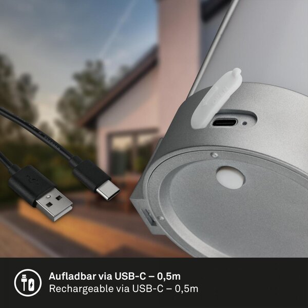 BRILONER Asa stolní lampička - 1W, 50lm, bezdrátová, LED, stmívatelné, teplá bílá, matný chrom 7544014
