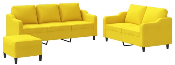 3dílná sedací souprava s poduškami světle žlutá textil 3201847