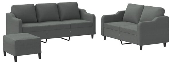 3dílná sedací souprava s poduškami tmavě šedá textil 3201843