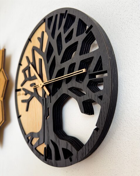 3D Dřevěné dubové hodiny - T-Tatra Oak - 30cm/50cm/80cm Strom života