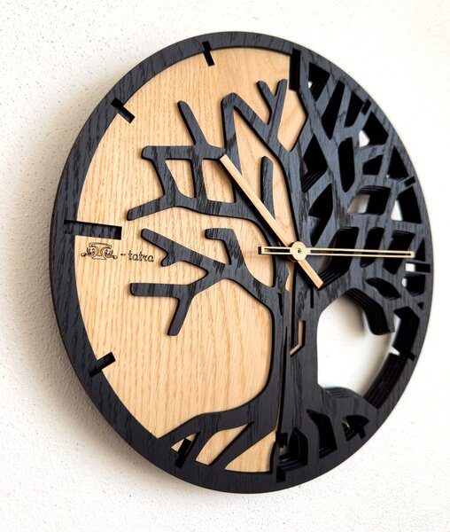 3D Dřevěné dubové hodiny - T-Tatra Oak - 30cm/50cm/80cm Strom života