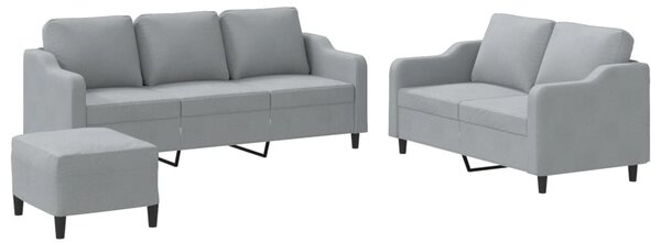 3dílná sedací souprava s poduškami světle šedá textil 3201842