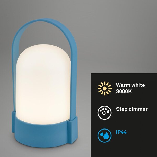 BRILONER Asa stolní lampička - 1W, 50lm, bezdrátová, LED, stmívatelné, teplá bílá, modrá 7544010