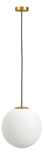 Bílé/ve zlaté barvě kovové závěsné svítidlo se skleněným stínidlem ø 30 cm Brisia – Kave Home