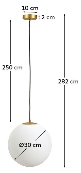 Bílé/ve zlaté barvě kovové závěsné svítidlo se skleněným stínidlem ø 30 cm Brisia – Kave Home