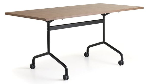 AJ Produkty Konferenční stůl LYKKA, sklápěcí deska, 1600x800 mm, černá/ořech