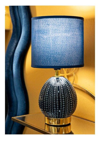 Modrá keramická stolní lampa s textilním stínidlem (výška 30,5 cm) Flavi – Mauro Ferretti