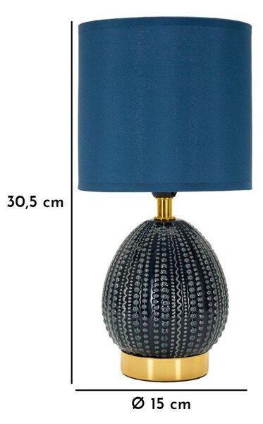 Modrá keramická stolní lampa s textilním stínidlem (výška 30,5 cm) Flavi – Mauro Ferretti