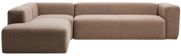 Kave Home Hnědá rohová pohovka Blok 320 cm, levá