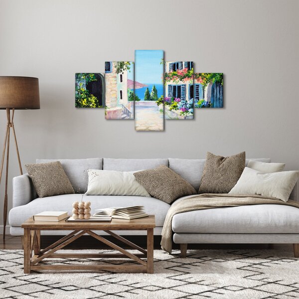 Obraz - Řecká ulička, olejomalba (125x70 cm)