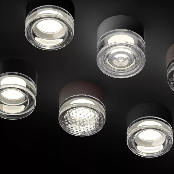 Linealight Nástěnné/stropní LED osvětlení Horus Concentric, pr.12,6cm, 11W, CRI90, IP65 Barva skla: Kouřová, Barva montury: Černá