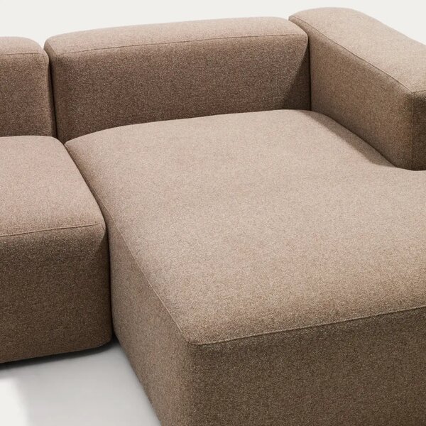 Kave Home Hnědá rohová pohovka Blok 320 cm, pravá