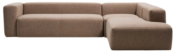 Kave Home Hnědá rohová pohovka Blok 320 cm, pravá