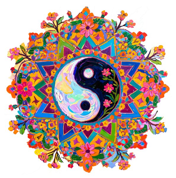 Dřevěný obraz – Mandala Jin Jang
