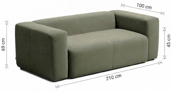 Kave Home Zelená dvoumístná pohovka Blok 210 cm