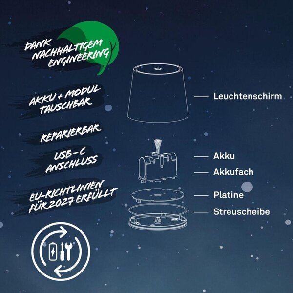 BRILONER Bota lampička na láhev - 1,8W, 120lm, nabíjecí, LED, stmívatelné, dotykový vypínač, teplá bílá, černá 7709015