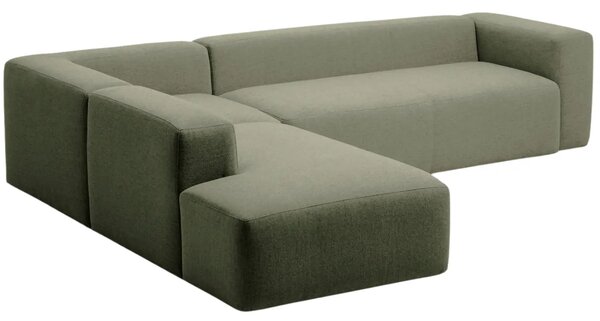 Kave Home Zelená rohová pohovka Blok 320 cm, levá