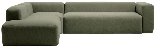 Kave Home Zelená rohová pohovka Blok 320 cm, levá