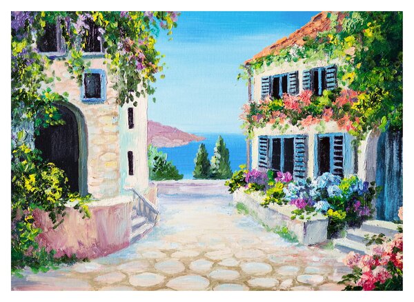 Obraz - Řecká ulička, olejomalba (70x50 cm)