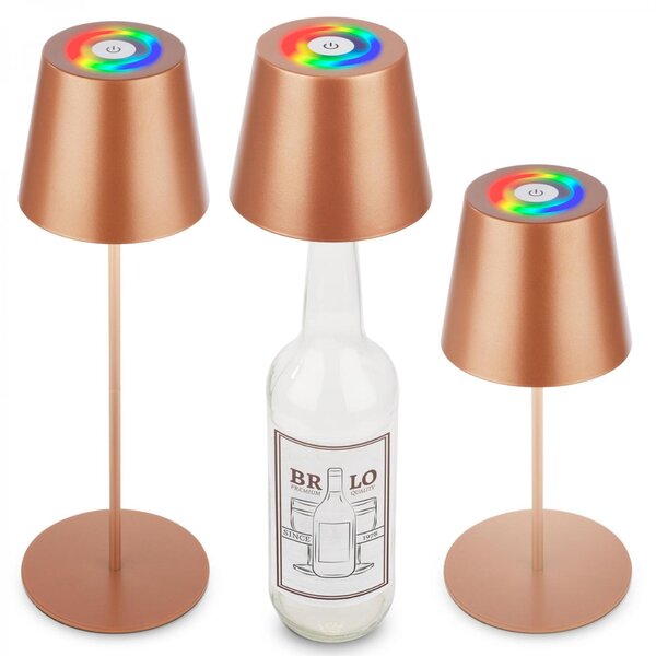 BRILONER Calida stolní lampička - 2,5W, 200lm, nabíjecí, LED, stmívatelné, RGBW, uchycení na láhev, bronzová 7510013