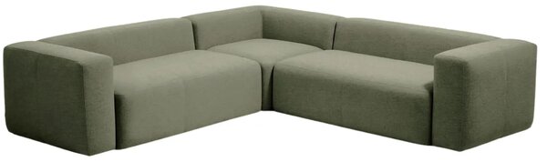 Kave Home Zelená rohová pohovka Blok 290 x 290 cm, levá/pravá