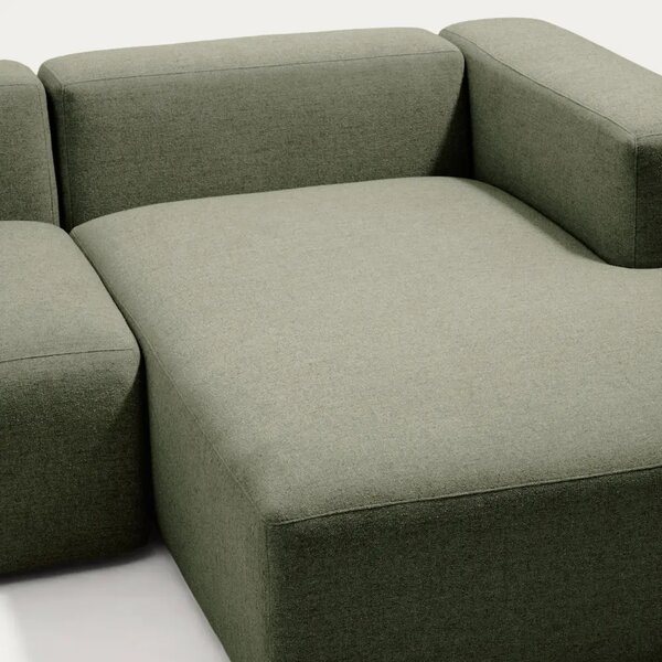 Kave Home Zelená rohová pohovka Blok 300 cm, pravá