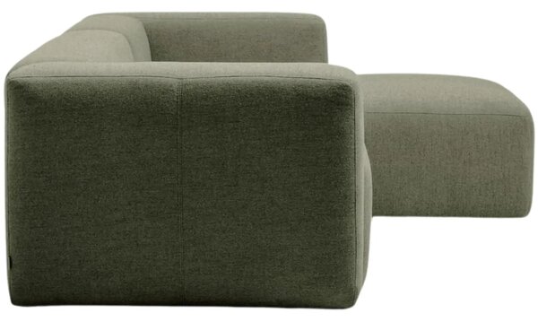 Kave Home Zelená rohová pohovka Blok 300 cm, pravá