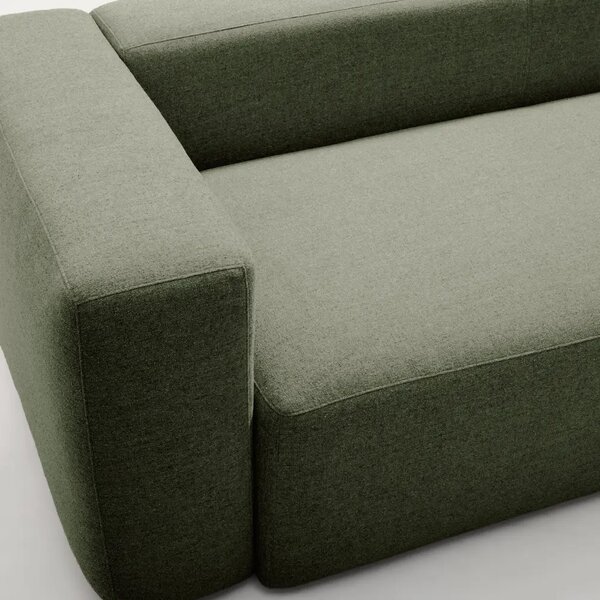 Kave Home Zelená rohová pohovka Blok 330 cm, pravá