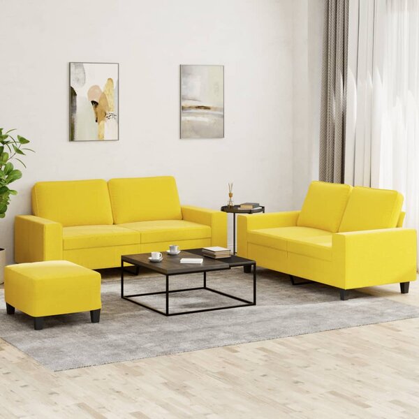 3dílná sedací souprava světle žlutá textil 3201895