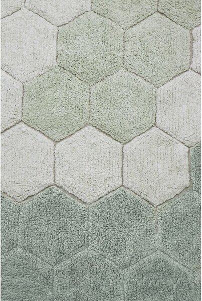 Světle zelený pratelný ručně tkaný bavlněný kulatý koberec ø 140 cm Honeycomb Blue Sage – Lorena Canals
