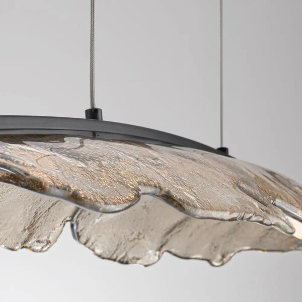 Nova Luce Šedohnědé skleněné závěsné LED světlo Amado 104 cm