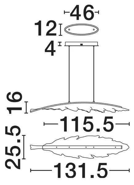 Nova Luce Šedohnědé skleněné závěsné LED světlo Amado 131 cm