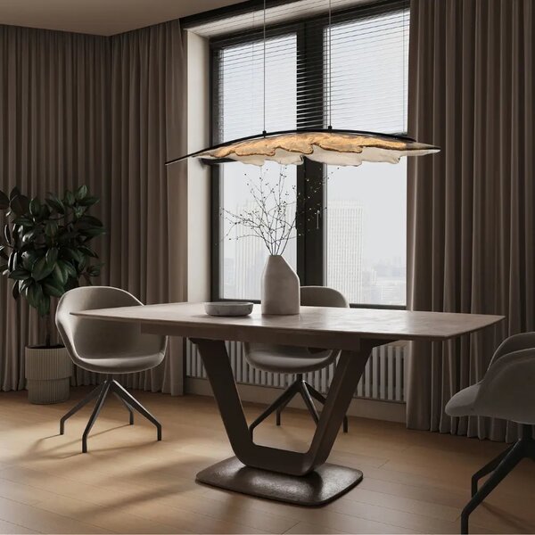 Nova Luce Šedohnědé skleněné závěsné LED světlo Amado 104 cm