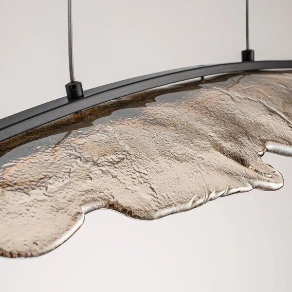 Nova Luce Šedohnědé skleněné závěsné LED světlo Amado 104 cm
