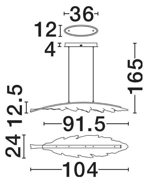 Nova Luce Šedohnědé skleněné závěsné LED světlo Amado 104 cm