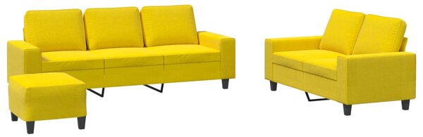 3dílná sedací souprava světle žlutá textil 3201911