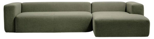 Kave Home Zelená rohová pohovka Blok 330 cm, pravá