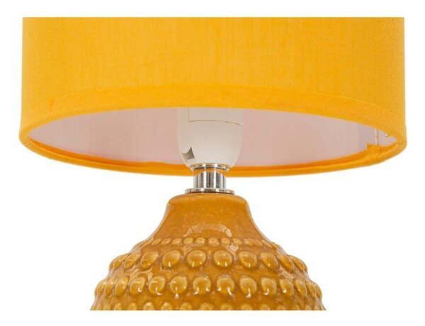 Keramická stolní lampa v hořčicové barvě s textilním stínidlem (výška 30,5 cm) Points – Mauro Ferretti