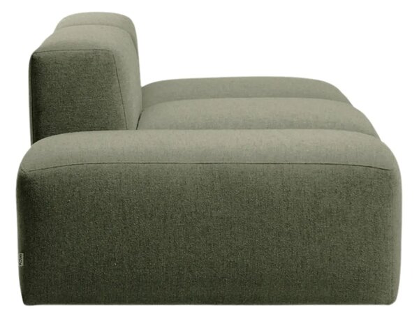 Kave Home Zelená trojmístná pohovka Blok 240 cm s pufem