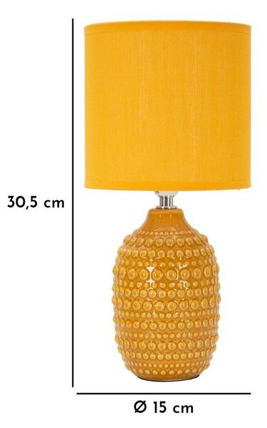 Keramická stolní lampa v hořčicové barvě s textilním stínidlem (výška 30,5 cm) Points – Mauro Ferretti