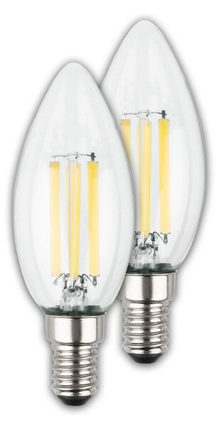 BRILONER EEK A 2ks sada E14 LED žárovka, třída A, Filament, 50.000h, 840lm, 4W, teple bílé světlo, svíčka 0553004