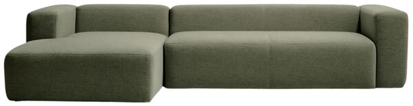 Kave Home Zelená rohová pohovka Blok 330 cm, levá